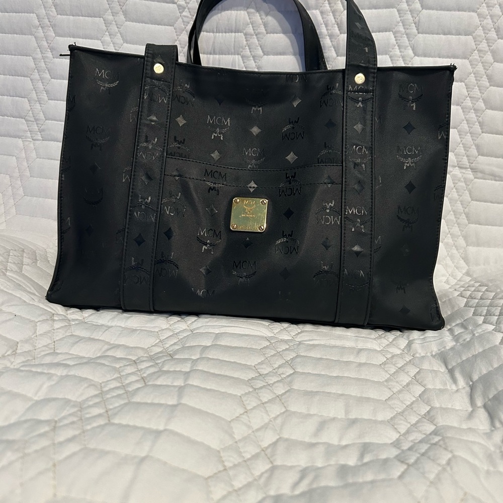 MCM Black Monogram Tote